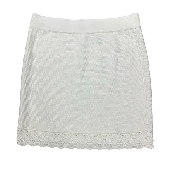 Club Monaco White Fancy Stitch Knit Mini Skirt - Picture 1 of 7